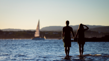 voyage en amoureux paysage mer vacances couple plage