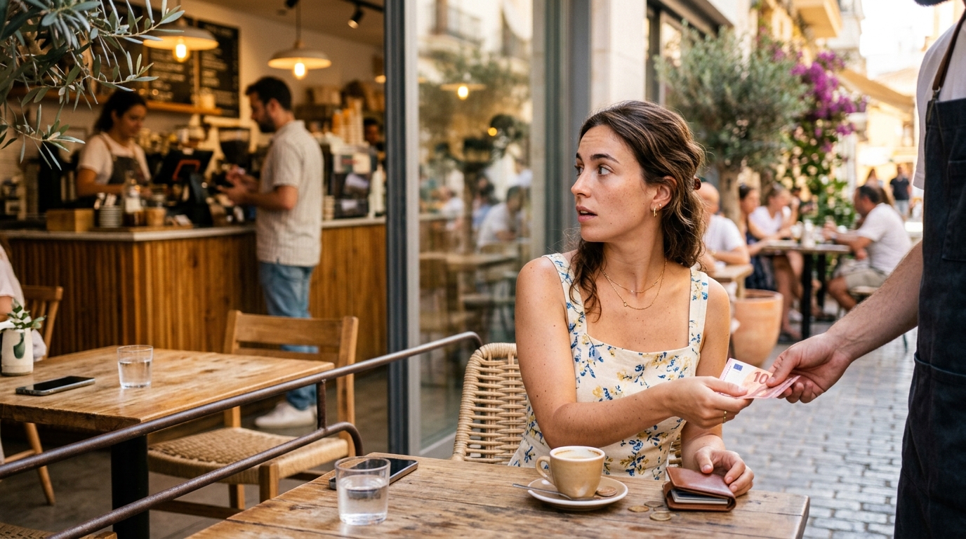 J&rsquo;ai commandé mon café en terrasse en Espagne pour profiter du soleil : au moment de payer, j&rsquo;ai compris que le client au comptoir avait payé moins cher