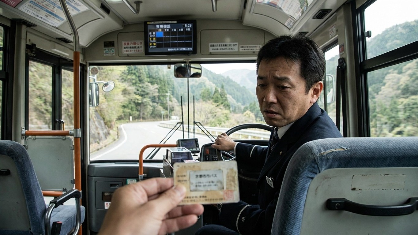 J&rsquo;ai acheté le pass bus à la journée à Kyoto juste pour monter jusqu&rsquo;à Ohara : à la descente, le chauffeur ne m&rsquo;a pas laissé partir comme les autres