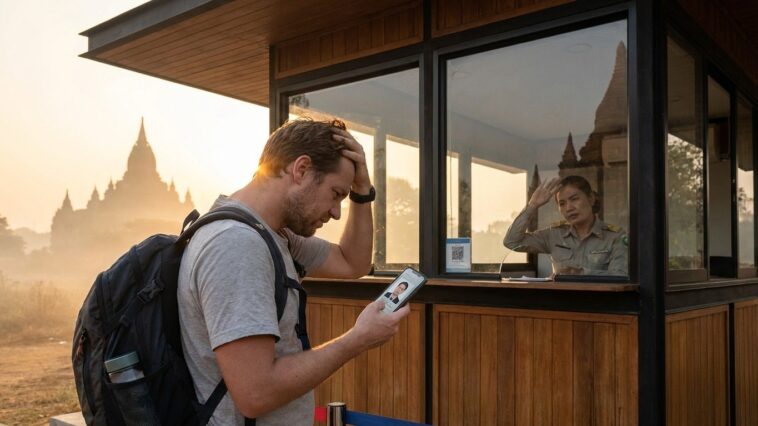 J'ai réservé mon tuk-tuk pour 4 h 30 juste pour voir le jour se lever sur Angkor Wat : devant la barrière, l'agent m'a réc...