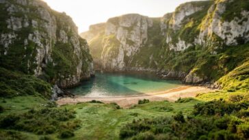 Plus personne ne descend à Gulpiyuri en fin de matinée : voici le moment que les Asturiens choisissent (et l'eau est à 24 °C)