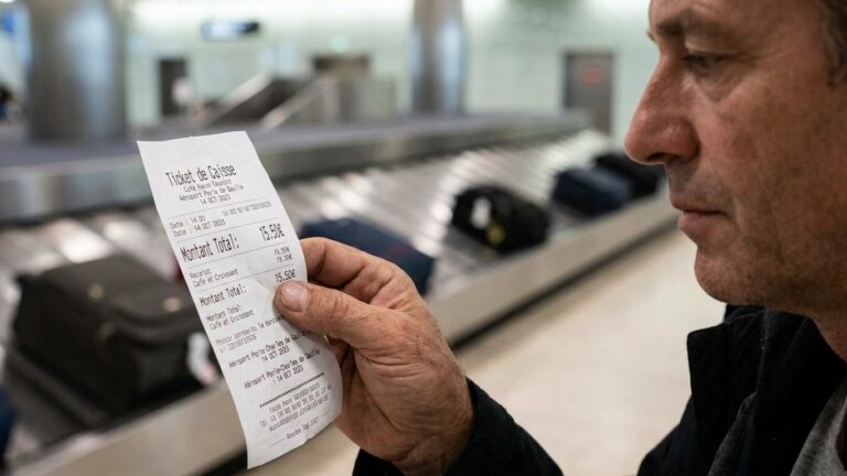 J'ai gardé tous les tickets des affaires rachetées en urgence pendant que ma valise était bloquée : la compagnie m'a viré ...